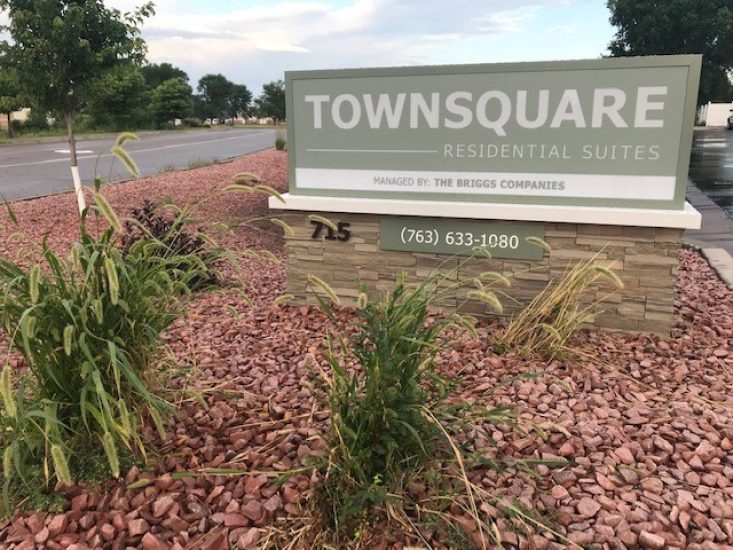 Town Square Residential Suites monument sign